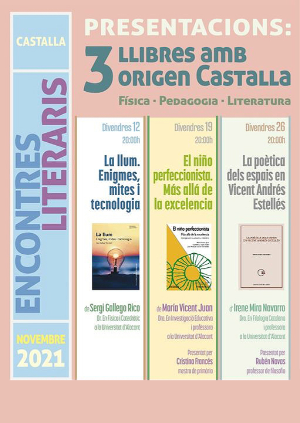 Tres autors de Castalla presenten els seus llibres este mes de novembre 